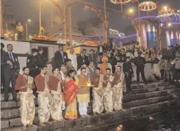  ?? — PTI ?? Gujarat chief minister Vijay Rupani offers prayers on the banks of river Ganga in Varanasi on Thursday.