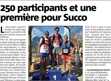  ??  ?? Succo, Bouraoui, Beaume : un beau podium pour cette première édition des canyons. (Photo DR)