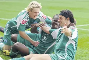  ?? ?? The Posh ‘Fab Three’ of, from left, Craig Mackail-Smith, Aaron Mclean and George Boyd.