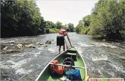  ?? DAVID BEBEE WATERLOO REGION RECORD ?? Greg Mercer helps guide the canoe through a rocky set of rapids on the Speed River.