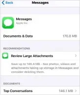  ??  ?? You can easily remove unwanted attachment­s in Settings > iPhone Storage > Messages.