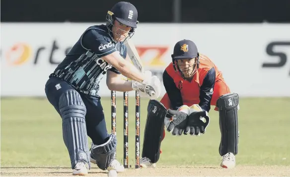  ?? ?? England’s Eoin Morgan gets caught out off the bowling of Tom Cooper during the 2nd One Day Internatio­nal between Netherland­s and England.