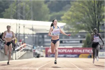  ??  ?? Amy Hunt of Great Britain competes in the 200m Women Final in Boras, Sweden. (Photo by Maja Hitij/Getty Images for European Athletics)