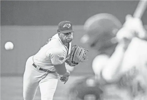  ?? BENJAMIN CHAMBERS/DELAWARE NEWS JOURNAL ?? The 6-foot-5, 245-pound Kumar Rocker had 42 strikeouts in 28 innings for the Rangers’ Class A Hickory (N.C.) affiliate but now needs Tommy John surgery.