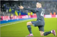  ?? PHOTO / AP ?? Manchester City’s Phil Foden celebrates after scoring his side’s third goal during the English Premier League match against Brighton.