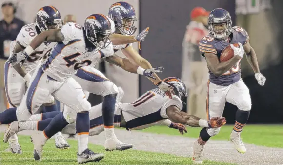  ?? | G- JUN YAM/ AP ?? Rookie running back Tarik Cohen said he believes if he hadn’t stepped out of bounds in the first preseason game, his 11- yard run would have been a 92- yard touchdown.