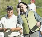  ?? STEPHEN DUNN/GETTY IMAGES ?? Comedian Bill Murray clowns around with PGA Tour player Scott Simpson in 2003.