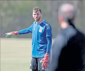  ?? MATT STONE / BOSTON HERALD FILE ?? Revolution goalie Matt Turner is seen during practice on March 22 in Foxboro.