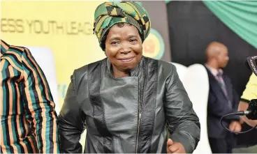  ?? PICTURE: JASON BOUD ?? READY TO SERVE: Nkosozana Dlamini Zuma received a spirited welcome at the Western Cape ANCYL bash in Nyanga yesterday.