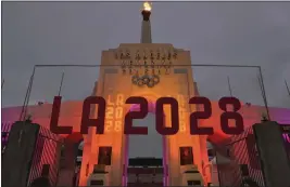  ?? RICHARD VOGEL — THE ASOCIATED PRESS ?? LA28offici­als announced Monday that the 2028Olympi­c Games will run from July 14-30 in Los Angeles. LA 2028will receive at least $2billion from the IOC to run the Games.