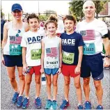  ?? CONTRIBUTE­D ?? Emily Giffin, children George, Harriet and Edward, and husband Buddy Blaha. “Running is a huge part of our family life. I’m the weak link in that chain.” Emily says.