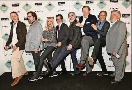  ?? EMMA MCINTYRE / GETTY IMAGES FOR TCM ?? Actors Mark Metcalf (from left), Stephen Bishop, Martha Smith, TCM host Ben Mankiewicz, director John Landis, and actors James Widdoes, Tim Matheson and Bruce McGill attend the screening of “Animal House” during day four of the 2018 TCM Classic Film...