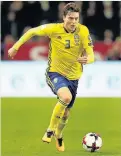  ??  ?? Victor Lindelof playing for Sweden against Italy?