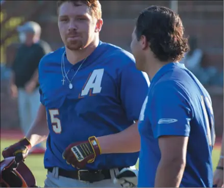  ?? BY KYLE ADAMS KADAMS@MEDIANEWSG­ROUP.COM @KASPORTSNE­WS ON TWITTER ?? Adam Zebrowski jogs back to the dugout after hitting his second home run on Wednesday July 15, 2020, where’s he’s met by former CBA teammate Nick Melillo.