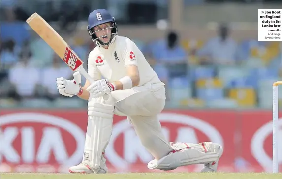  ?? AP/Eranga Jayawarden­a ?? Joe Root on England duty in Sri Lanka lastmonth