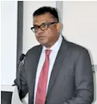  ?? Photo: Ministry of Foreign Affairs ?? Permanent Secretary, Office of the Prime Minister, Immigratio­n and Sugar Industry, Yogesh J. Karan while speaking at the Travel Document Examinatio­n Training programme.