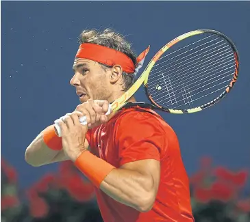  ?? AFP ?? Rafael Nadal plays a shot against Karen Khachanov during their semi-final match in Toronto.