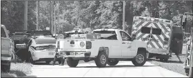  ?? NWA Democrat-Gazette/ANNETTE BEARD ?? Nathan See, Pea Ridge street superinten­dent, brought several child car seats to the scene of an accident involving an adult male hitting children on Halleck Lane this morning. Pea Ridge’s Fire Department and the Northeast Benton County Volunteer Fire...