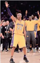  ?? ROBERT HANASHIRO/USA TODAY SPORTS ?? Kobe Bryant during his final NBA game in 2016 with the Lakers, when he scored 60 points.