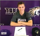  ?? COURTESY PHOTO ?? Tokay's Daniel Garlick after signing with Whittier College on Wednesday.