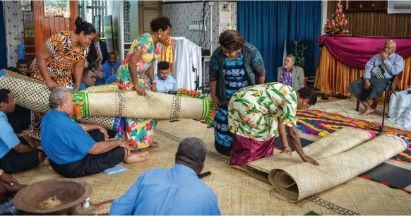  ?? Photo: Leon Lord ?? Members of the Fijian Teachers Associatio­n (FTA) during the traditiona­l welcome ceremony as part of the Fiji Teachers of Confederat­ion’s celebratio­n and acknowledg­ement of the Prime Minister Sitiveni Rabuka at the FTA Hall in Suva on January 19,2023.