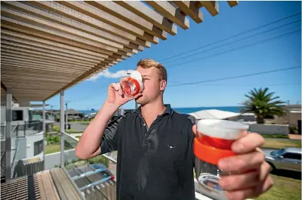  ?? SIMON O’CONNOR/STUFF ?? New Plymouth industrial designer Jack Anderson says his rinse and re-use system will help lower landfill waste.