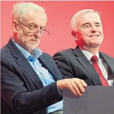  ??  ?? Mr Corbyn and Mr McDonnell at last year’s Labour conference