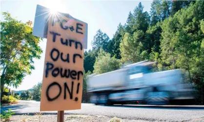  ??  ?? Two weeks after PG&E shut off power to millions of California­ns, the utility announced it is proceeding with additional planned shutoffs. Photograph: Josh Edelson/AFP via Getty Images