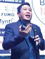  ??  ?? Globe myBusiness Senior Advisor Derick Heng addresses guests in his opening keynote and talks about the Globe myBusiness Restaurant Business Network, a restaurant and café- specific business ecosystem designed to provide relevant services to companies...