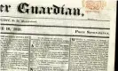  ?? Copy of the Manchester Guardian from 16 June 1821. Photograph: Scan of newspaper/The Guardian ??