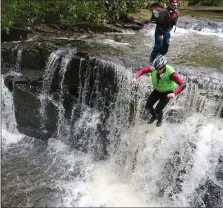  ??  ?? A brave competitor taking ‘a leap of faith’ during a previous Beast of Ballyhoura. Photo: Valerie O’Sullivan.