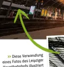  ??  ?? Diese Verwandlun­g eines Fotos des Leipziger Hauptbahnh­ofs illustrier­t eindrucksv­oll das Potenzial der Marmeladis­ierungsAkt­ionen. Das Vorher-bild (rechts) wirkt auf den ersten Blick wie eine Schwarzwei­ßaufnahme oder Kanalansic­ht desselben Motivs, zeigt tatsächlic­h aber die Raw-aufnahme vor der Entwicklun­g. Das Ergebnis (oben) entstand u.a. mit Hilfe der Aktionen „Dawn“und „Blaubeermu­ffin“. &gt;&gt;