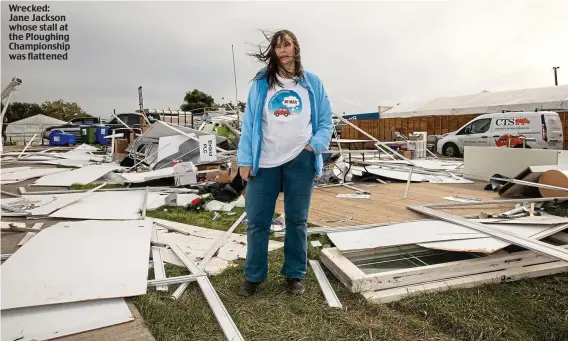  ??  ?? Wrecked: Jane Jackson whose stall at the Ploughing Championsh­ip was flattened