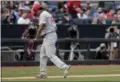  ?? JULIE JACOBSON — THE ASSOCIATED PRESS ?? St. Louis Cardinals pitcher Carlos Martinez walks off the field after being relieved in the sixth inning of a baseball game against the New York Yankees, Saturday in New York.