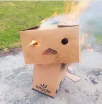  ??  ?? “We loved the picture of the screaming capsicum so much we want to share our ominous looking supermarke­t banana box we burned,” write Luke and Vicki.