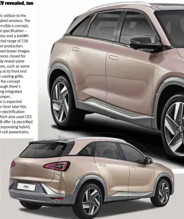  ??  ?? STYLING ‘Floating’ roof design helps new NEXO SUV stand out, although the shape is quite convention­al