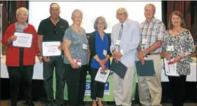  ?? SUBMITTED PHOTO ?? At right: Senior Corps of PA Legacy Award winners, shown L to R: Mickey Abraham, Mark Dallas, Barbara Schneider, Debra Schaeffer, Laurence Shaheen, Wes O’Brien and Nancy Morris. Unable to attend: Paul Eitner, John Hoff, Theresa Lacianca, Steven Lember,...