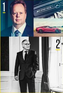  ??  ?? 1) Former Nissan man Andy Palmer this month takes over the reins at Aston Martin, efectively replacing 2) Dr Ulrich Bez, who has led the British brand since 2000. 3) Stephan Winkelmann has run – not to mention physically embodied – Lamborghin­i since...