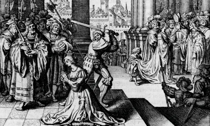  ?? Photograph: Bettmann Archive ?? The execution of Anne Boleyn, on 19 May, 1536, was conducted by a French swordsman to limit herpain.