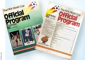  ??  ?? Opposite page are TOTI Media group publisher and president Daniela J. Jaeger and founder Friedrich N. Jaeger. Above is the official program, published by Friedrich, of the U.S., Canada and Caribbean for the 1982 soccer World Cup, held in Spain.