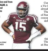  ??  ?? Myles Garrett, a defensive end from Texas A& M, is expected to be the No. 1 overall pick. SCOTT HALLERAN/ GETTY IMAGES