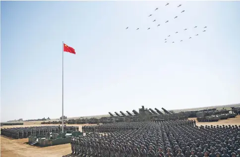  ??  ?? Soldiers of China’s People’s Liberation Army (PLA) take part in a military parade to commemorat­e the 90th anniversar­y of the foundation of the army at the Zhurihe military training base in Inner Mongolia Autonomous Region, China. — Reuters photo
