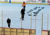  ??  ?? Westpac Stadium’s ice rink failed to freeze, forcing an exhibition ice hockey match to be delayed until today.