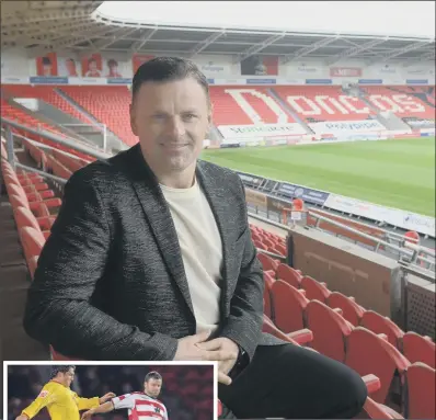  ?? PICTURES: GARY LONGBOTTOM AND GERARD BINKS ?? WELCOME HOME: Richie Wellens has a vision for Doncaster Rovers, after returning to the Keepmoat Stadium as manager. Inset, the former Manchester United youngster enjoyed two spells as a player with the South Yorkshire club.