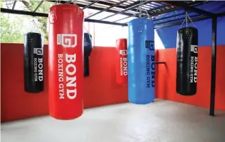  ??  ?? EQUIPMENT: Punching bags at Bonds Gym