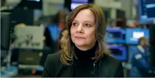  ?? AP ?? General Motors chairman and CEO Mary Barra in an interview at the New York Stock Exchange on Friday. Shares at the largest US automaker soared over 9 per cent, giving the market inspiratio­n. —