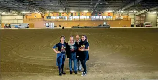  ?? PHOTO: WARWICK SMITH/FAIRFAX NZ ?? Some of the core organisers of Evento just before the massive task of transformi­ng Manfeild Stadium. From left, co-ordinator Michelle Wilson, director Amanda Street, choreograp­her Jemma Lawton and Holly Norris.