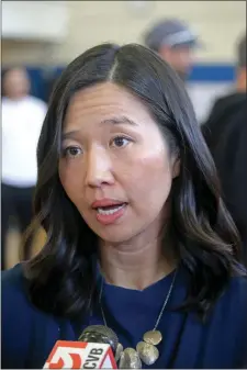  ?? HERALD FILE PHOTO ?? Boston Mayor Michelle Wu’s plan to increase property taxes on businesses beyond the state limit is continuing to receive skepticism.