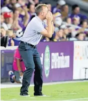  ?? STEPHEN M. DOWELL/STAFF PHOTOGRAPH­ER ?? Lions coach Jason Kreis said recent offensive struggles have put a strain on the team’s defensive mindset.