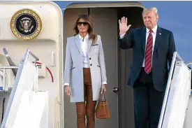  ?? —REUTERS ?? POWER COUPLE US President Donald Trump and first lady Melania Trump arrive in Vantaa, Finland, on July 15.